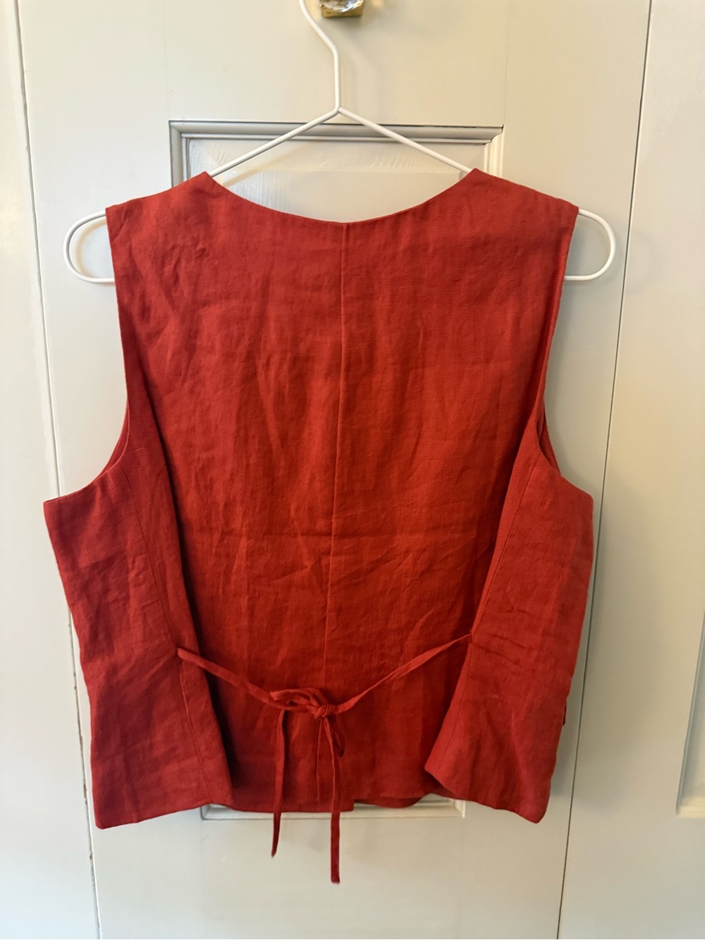J. Crew Red Linen Button-Front Vest - Picture 2 of 3